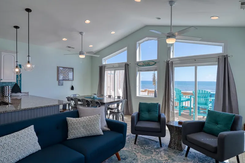Fresh, clean, new, luxurious!  Upstairs living area, with open floor plan to kitchen and dining. Gorgeous!